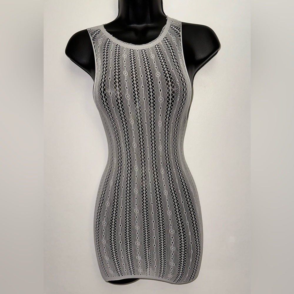 Brand New White Stretchy Sheer Sexy BodyCon Swim Cover Dress - Picture 10 of 12